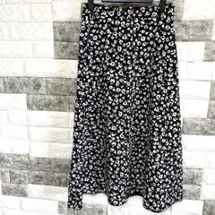 美品【anysis】エニィスィスフレアロングスカート L花柄 黒オンワード樫山