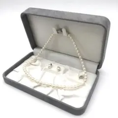 R ネックレス イヤリング パール アコヤ真珠　本真珠　セット　冠婚葬祭　刻印