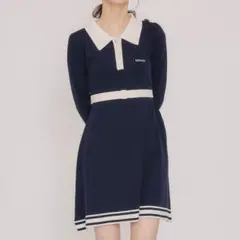 REDYAZEL バイカラーポロニットミニワンピース