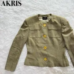 AKRIS アクリス スイス製 ウール混 ノーカラージャケットのサムネイル