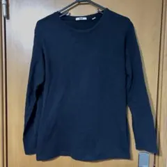 ユニクロ ソフトタッチクルーネックT 長袖 ブラック L 綿100%