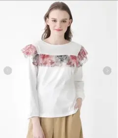 美品！ブルーレーベルクレストブリッジ38フリル付き長袖トップス白