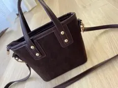 ダークブラウン スエード風 ショルダーバッグ