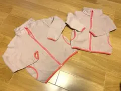 100 120 2点セットフリースジャケット ベージュ/ピンク　TORIDORY