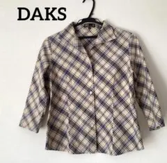 DAKS チェック柄　五分袖シャツ ベージュ・ネイビー・ブラック　MーL