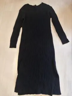 UNIQLO ブラック リブニット ロングワンピース