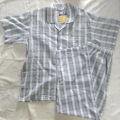 新品　グンゼ　紳士　半袖　長パンツ　前開き　パジャマ　メンズ　LLサイズ　ブルー