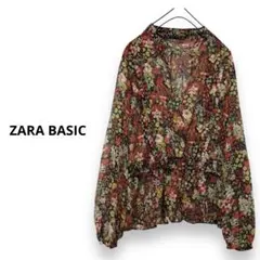k*☆様 ZARA BASIC お花柄ブラウス　シフォンブラウス　リボンブラウス