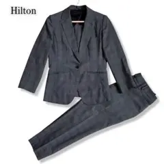 Hiltonヒルトン　チェック　セットアップ　パンツスーツ　11号　ウール
