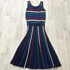 AND COUTURE ストライプ ノースリーブ サマーニットワンピース