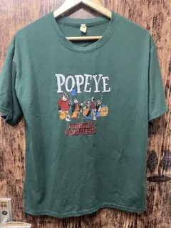 POPEYE ポパイ FISHKIN CHARTERS Tシャツ古着緑グリーン