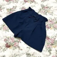 キュロットスカート ウエストリボン ネイビー *100