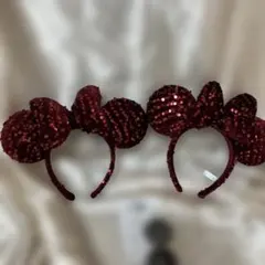 ミニーマウス　カチューシャ２個 スパンコール赤