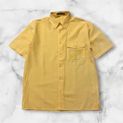 グリーンクラブ メンズ半袖シャツ 90s サッカー ストライプ 黄 XL Y2Kのサムネイル