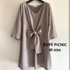 ROPÉ PICNICリボン付き七分袖ワンピース　サイズ38(M)