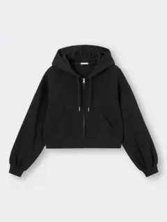 GU クロップドスウェットフルジップパーカー パーカー 黒パーカー