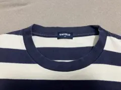 UNIQLO ネイビー/ホワイト ストライプ Tシャツ M