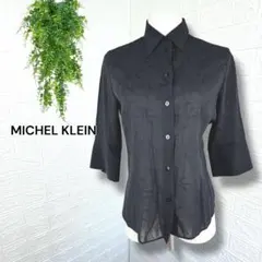 5283【MICHEL KLEIN】5部袖シャツ ブラウス 透け感 シアー 40
