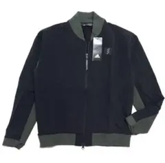 新品 アディダス ゴルフ スリーストライプロゴ ジャケット 黒/カーキ M