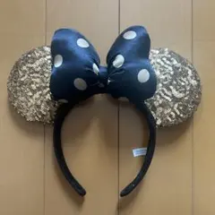 ディズニー カチューシャ ゴールド 黒 スパンコール ドット