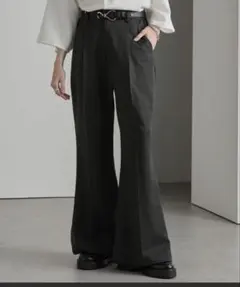 【cussil/クシル】TRストレッチルーズシルエットハイウエストフレアパンツ