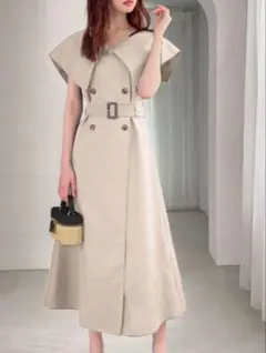 GRL新品未使用 ベルト付きセーラーカラートレンチ風ワンピース