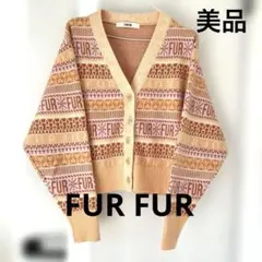 〈 FUR FUR〉ジャガードカーディガン　オレンジのサムネイル