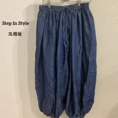 海外古着✨大きめサイズ　サルエルパンツ ダークブルー ONESIZE（3L相当）