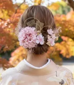 桜・繊細大輪ダリア♥成人式卒業式 袴 結婚式 七五三振袖 ｜前撮り 着物♥ 和装