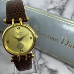 【美品】Christian Dior 腕時計 ゴールド文字盤 新品ベルト