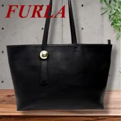 美品　FURLA フルラ　トートバッグ　肩掛け　オールレザー A4可　黒のサムネイル