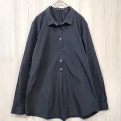 希少【+J】ジルサンダー ユニクロ スーピマコットンシャツ L 黒 プルオーバー