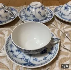 ロイヤルコペンハーゲン  ブルーフルーテッド  ハーフレース 4客