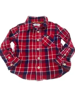 CLASSIC チェックシャツ　赤チェックシャツ　ネルシャツ　95cm