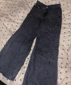 00s grunge ラインストーン デニムパンツ ブラック 25Sのサムネイル