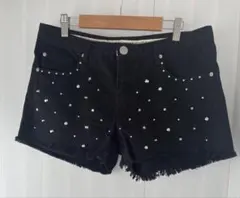 ジュエティ jouetie スタッズ　ブラックデニムショートパンツ　27のサムネイル