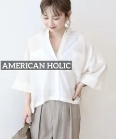 k0247 AMERICAN HOLIC Wポケットシアー半袖シャツ　アイボリーのサムネイル