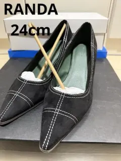 RANDA ブラックスエード ハイヒールパンプス