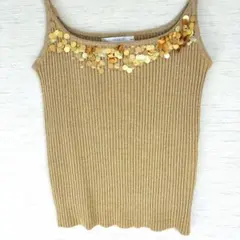 BARAMAGLIE ベージュ スパンコール キャミソール サイズI