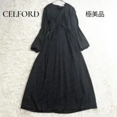 セルフォード カシュクール リボンノースリーブワンピース ネイビー