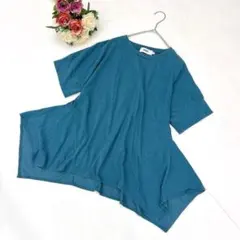美品✨アズールバイマウジー（S）変形ヘム Tシャツ ターコイズブルー ゆるだぼ