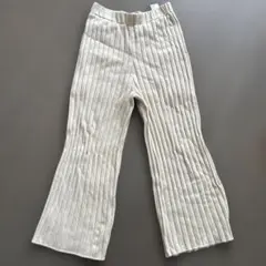 リブ編みアイボリーカジュアルパンツ フリーサイズ