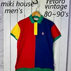 80s～90s miki HOUSE クレイジーカラー 鹿の子ポロシャツ M