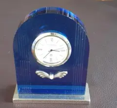 MIKIMOTO アーチ型置時計 青 高さ約9.5cm　中古品／電池蓋なし／経年