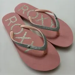 ROXY ビーチサンダル ピンク ラメ ロゴ 23cmのサムネイル