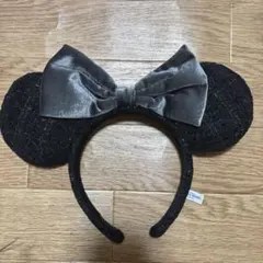ディズニー ミニー カチューシャ 黒ツイード