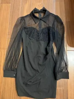 黒いシースドレス レース胸部付き