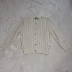 アイボリー レース編み カーディガン 長袖