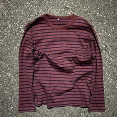 old uniqlo border l/s ボーダー ロンt バーガンディ 黒 - メルカリ