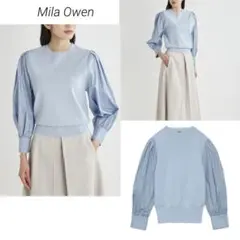 Mila Owen 布帛ボリュームスリーブニットドッキングブラウス